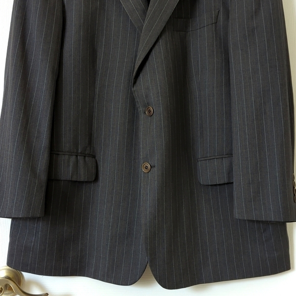 Brooks Brothers Preppy Classic Fit Pinstriped Wool Blazer Jacket Dark Gray 46/41 - Picture 7 of 16